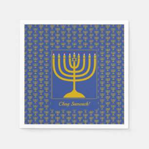 Mid Blue individuell anpassbar Chanukah MENORA Serviette