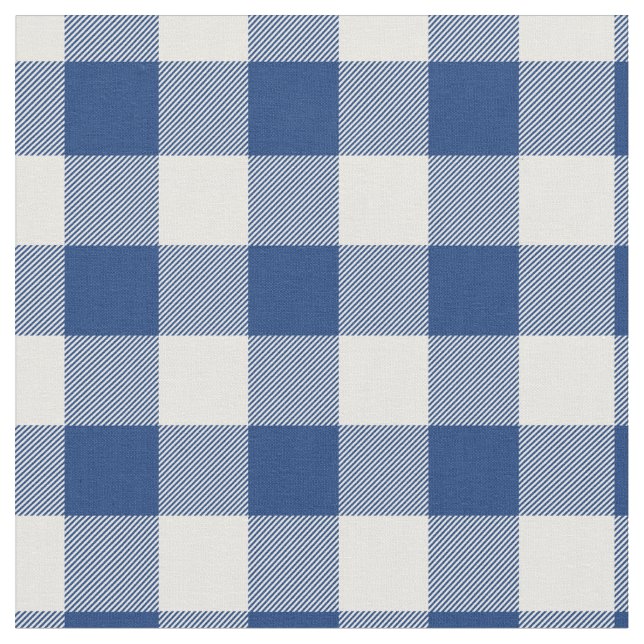 Mid Blue & White Gingham Plaid Stoff (Nahaufnahme)