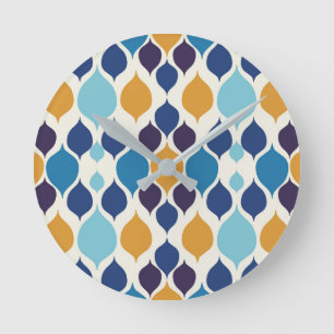 Mid Century 1960s Geometric Colorful   Runde Wanduhr