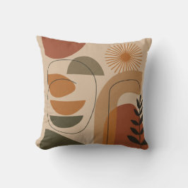 Mid-Century Abstract Earth Tone Throw Pillow Kissen