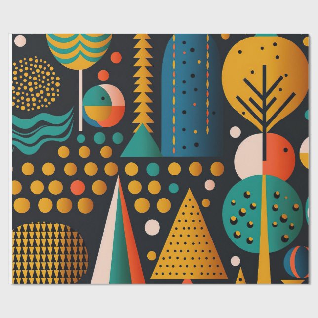 Mid-Century  Abstract Geometric Wrapping paper Geschenkpapier (Flach)
