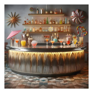 Mid-Century-Atom-Futuristische-Party-Bar Fotodruck