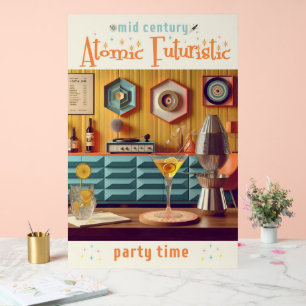 Mid-Century-Atom-Retro-Futuristischer-Partyraum Acrylschild