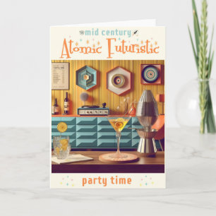 Mid-Century-Atom-Retro-Futuristischer-Partyraum Karte
