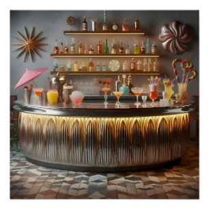 Mid-Century-Atom-Zukunfts-Partybar Poster