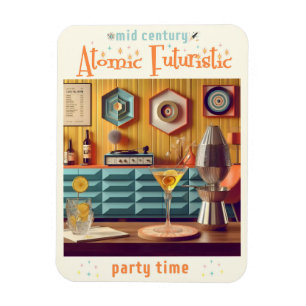 Mid-Century-Atomic-Retro-Futuristische-Partyraum Magnet