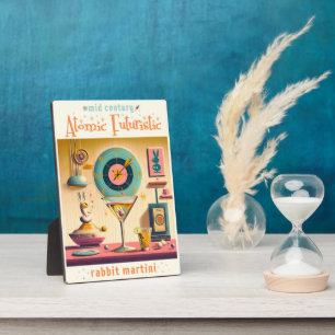 Mid Century Atomic Retro Futuristischer Kaninchen Fotoplatte