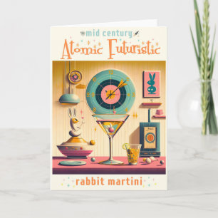 Mid Century Atomic Retro Futuristischer Kaninchen Karte