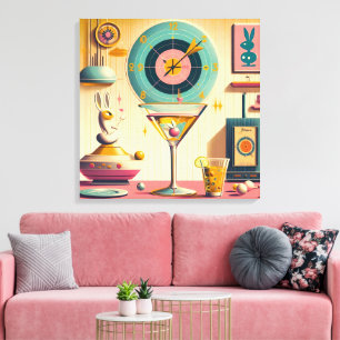 Mid Century Atomic Retro Futuristischer Kaninchen Leinwanddruck