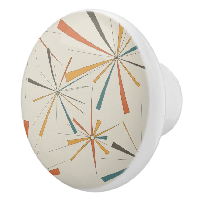 Mid Century Atomic Starburst Geometrisch Retro Keramikknauf (Rechts)
