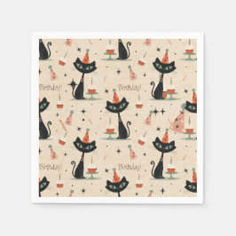 Mid-Century-Atomkatze-Geburtstagsmuster Serviette