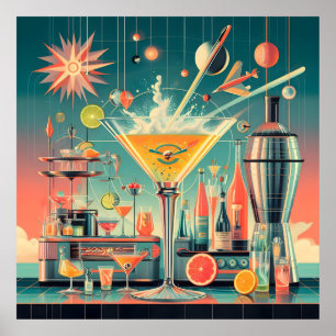 Mid-Century-Atomzukunft-Zitrus-Martini-Bar Poster