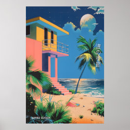 Mid-Century Beach House Art Print Japanese Poster