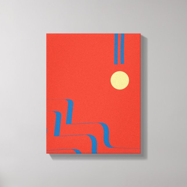 Mid Century Blue Line, Art Lines, Kunst Abstrakt Leinwanddruck (Vorderseite)