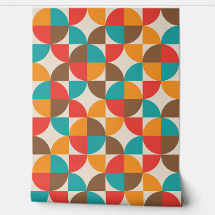 Mid-Century-Bunte-Abstrakte-Halbkreise Tapete