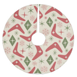 Mid Century Christmas Boomerangs with Diamonds  Polyester Weihnachtsbaumdecke