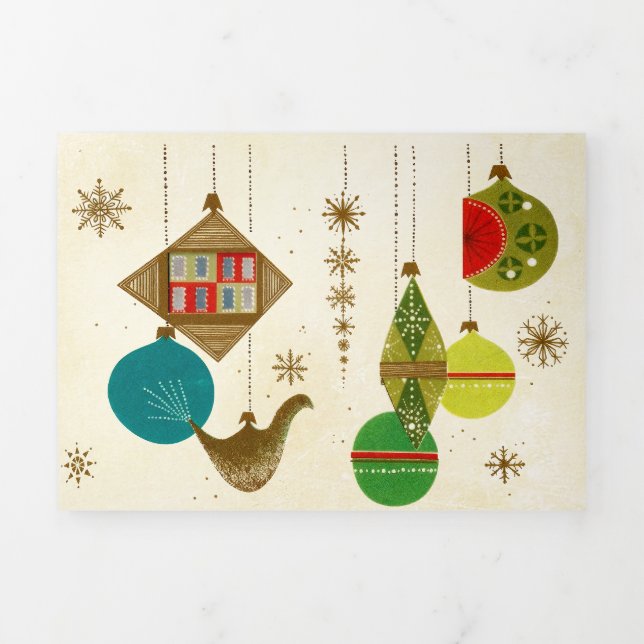 Mid-Century Christmas Retro-Glam Dreifach Gefaltete Urlaubskarte (Cover)
