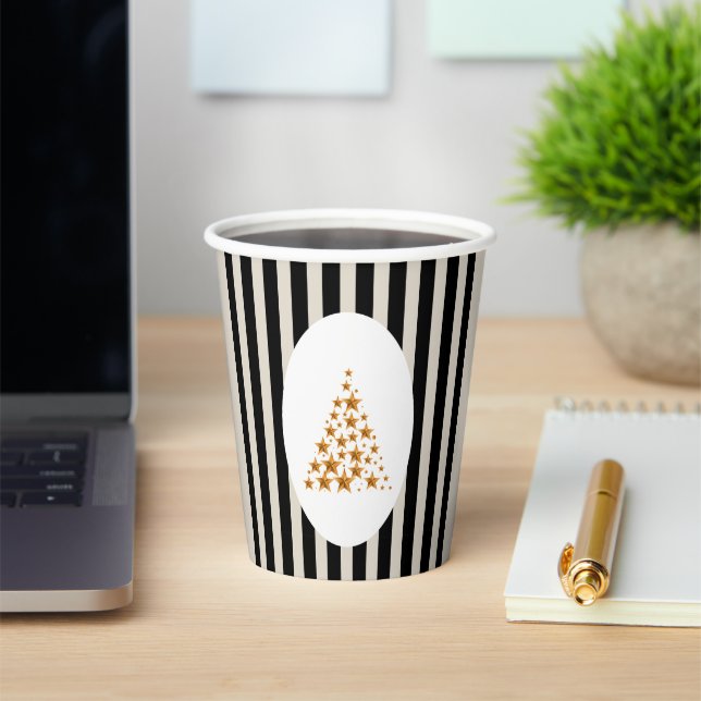 Mid century christmas tree with Golden star Pappbecher (InSitu)