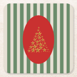 Mid century christmas tree with Golden star Rechteckiger Pappuntersetzer