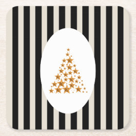 Mid century christmas tree with Golden star Rechteckiger Pappuntersetzer