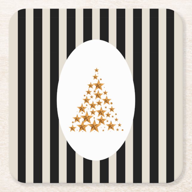 Mid century christmas tree with Golden star Rechteckiger Pappuntersetzer (Vorderseite)