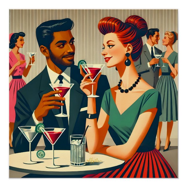 Mid Century Cocktail Party Couples - First Date Poster (Vorderseite)