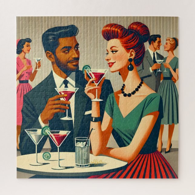 Mid Century Cocktail Party Couples - First Date Puzzle (Vertikal)