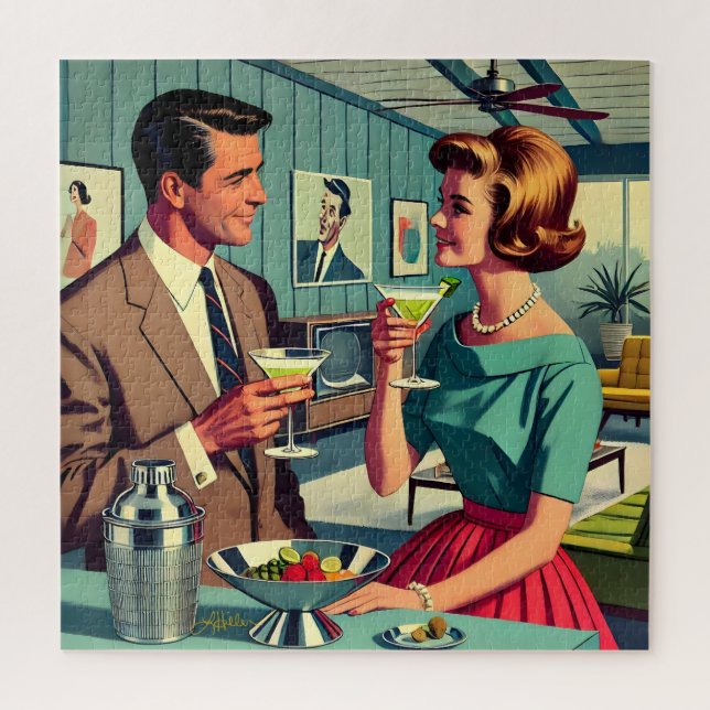 Mid Century Cocktail Party Couples - House Warming Puzzle (Vertikal)