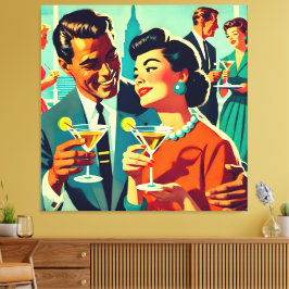 Mid Century Cocktail Party Couples - Mi Amor Leinwanddruck