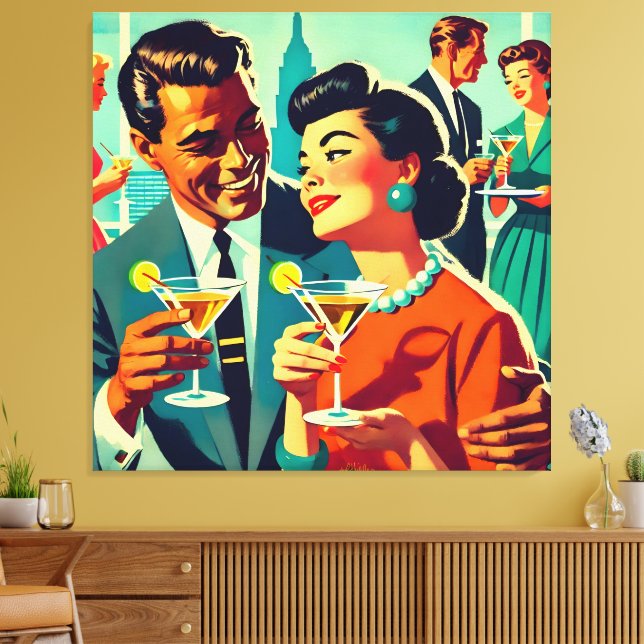 Mid Century Cocktail Party Couples - Mi Amor Leinwanddruck (Insitu (Wohnzimmer))