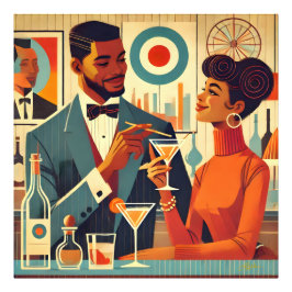 Mid Century Cocktail Party Couples - Soirée Hosts Fotodruck
