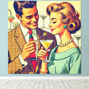 Mid Century Cocktailparty-Paare - Versuchung Leinwanddruck