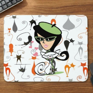 Mid Century Cool Cats Mousepad