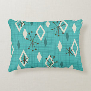 Mid Century Diamonds Sternexplosionen Türkis Dekokissen