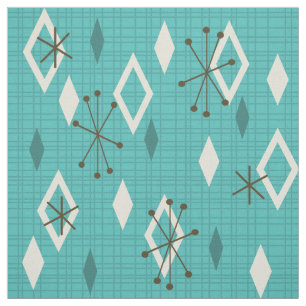 Mid Century Diamonds Sternexplosionen Türkis Stoff
