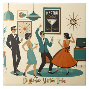 Mid Century, es ist Atomic Martini Time Cocktailpa Fliese