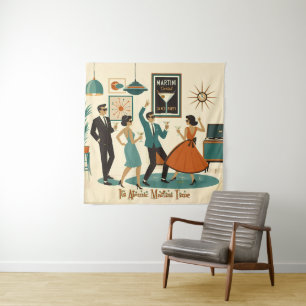 Mid Century, es ist Atomic Martini Time Cocktailpa Wandteppich