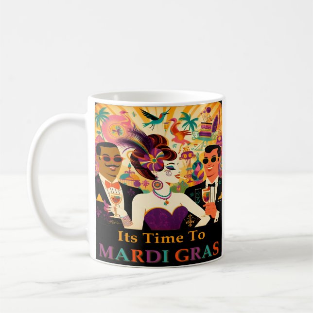 Mid Century Futuristic Mardi Gras Cocktail Party Kaffeetasse (Links)