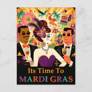 Mid Century Futuristic Mardi Gras Cocktail Party Postkarte