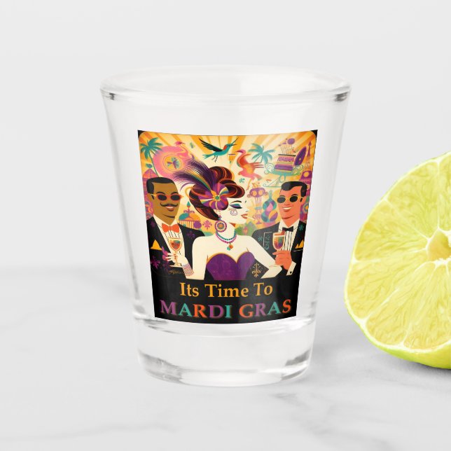 Mid Century Futuristic Mardi Gras Cocktail Party Schnapsglas (Vorderseite)