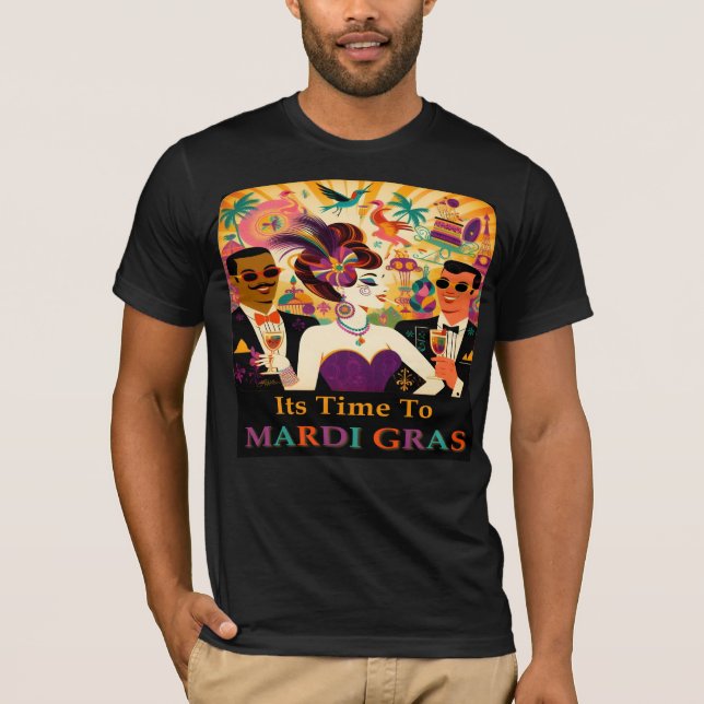 Mid Century Futuristic Mardi Gras Cocktail Party T-Shirt (Vorderseite)