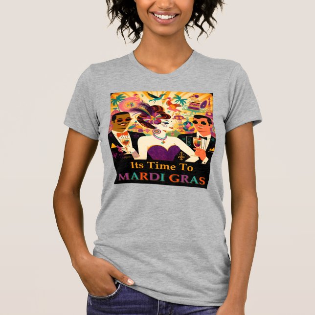 Mid Century Futuristic Mardi Gras Cocktail Party T-Shirt (Vorderseite)