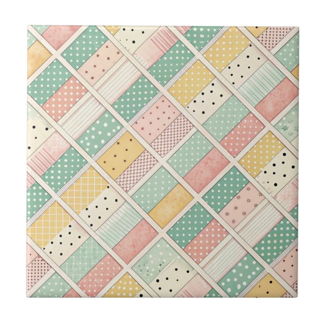 Mid-Century Geometric Design with Dots & Lines 4  Fliese (Vorderseite)
