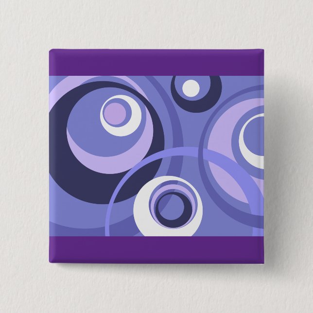 Mid-Century Geometric Purple Circles Abstract Button (Vorderseite)
