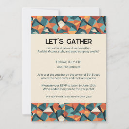 Mid-Century Geometric Teal & Orange | Custom Einladung