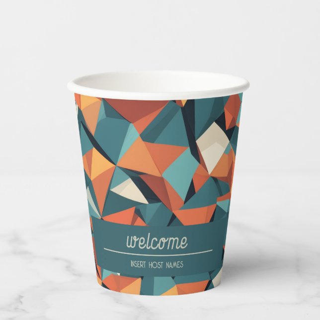 Mid-Century Geometric Teal & Orange | Custom Pappbecher (Vorderseite)