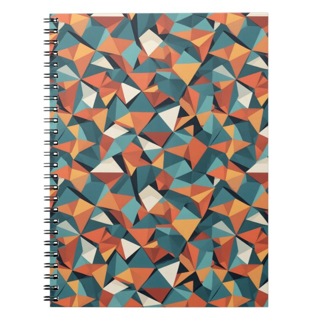 Mid-Century Geometric Teal & Orange Pattern Notizblock (Vorderseite)