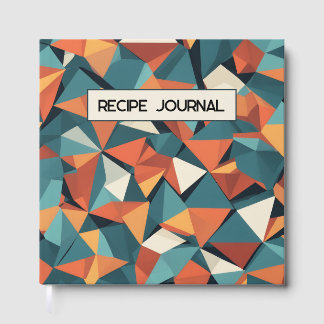 Mid-Century Geometric Teal & Orange | Recipe Book Gästebuch