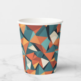 Mid-Century Geometrisches Teal & Orange | Pappbecher