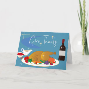 Mid Century Give Thanks Retro Frohes Erntedankfest Feiertagskarte